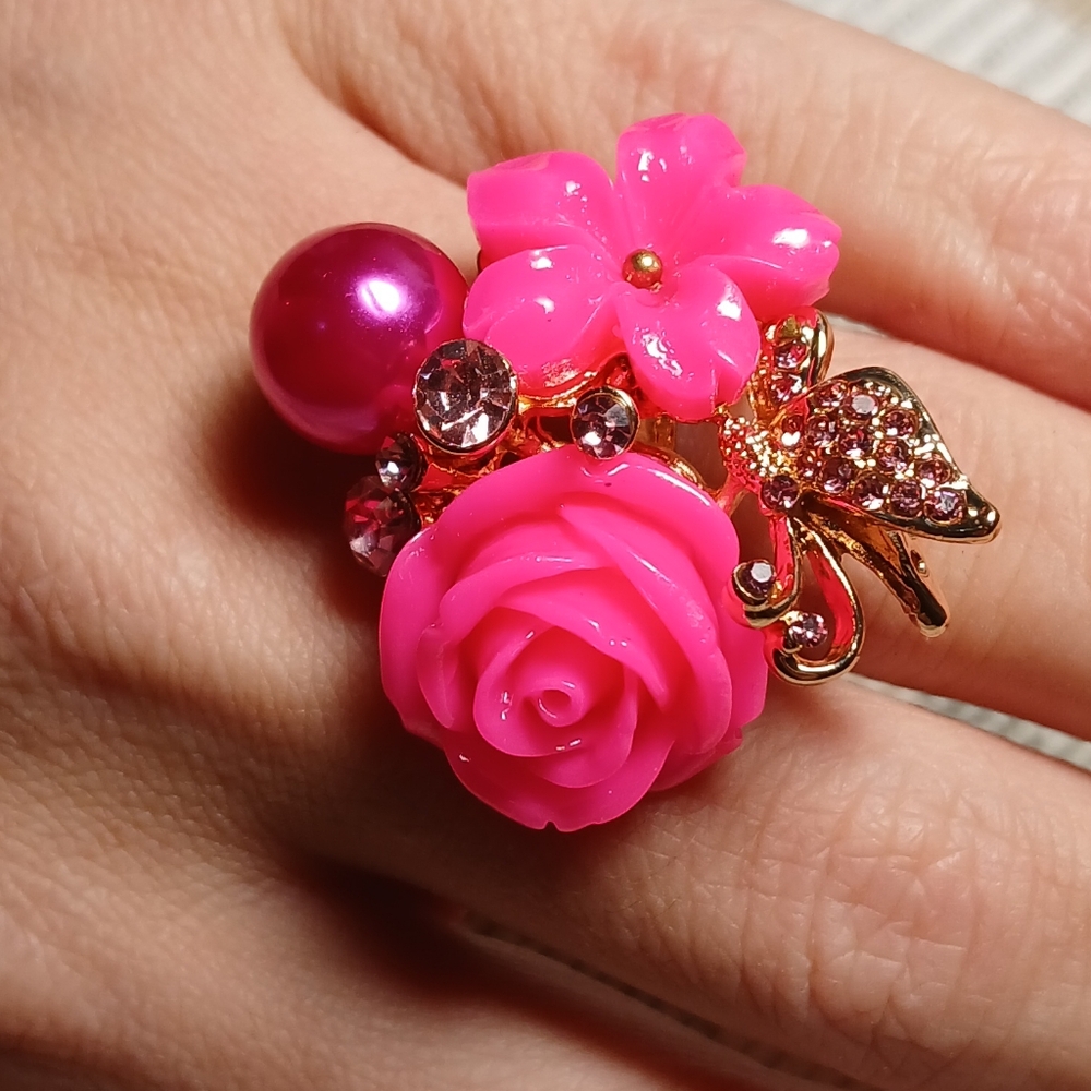 Flower & Butterfly Ring (adjustable)